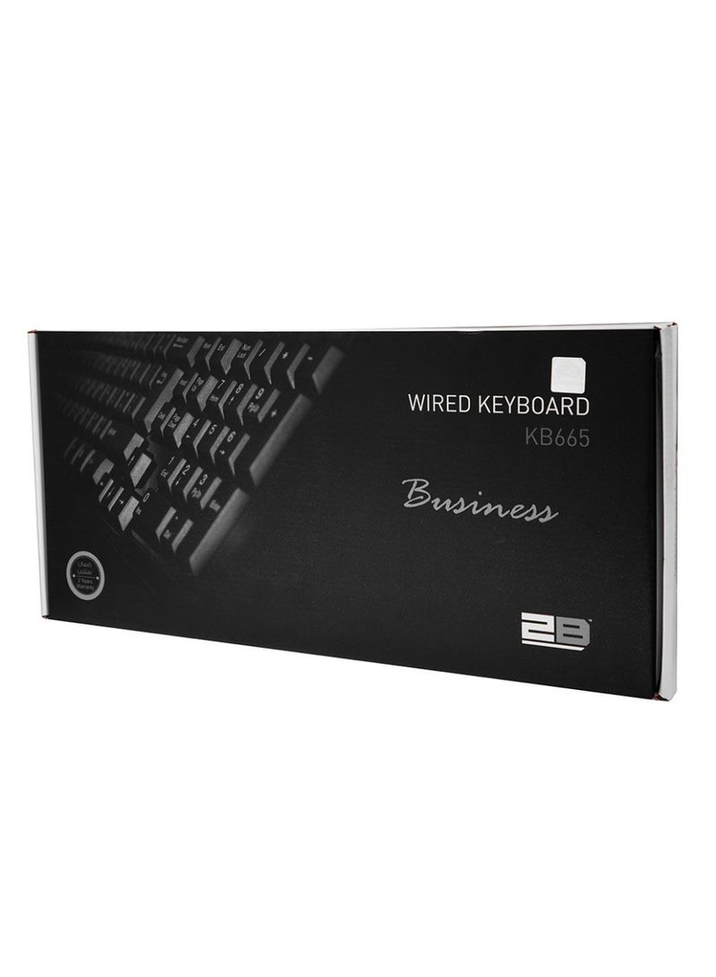 2B Business Wired Multimedia Keyboard 2m Shilded Cable KB665 - Black - Image 4